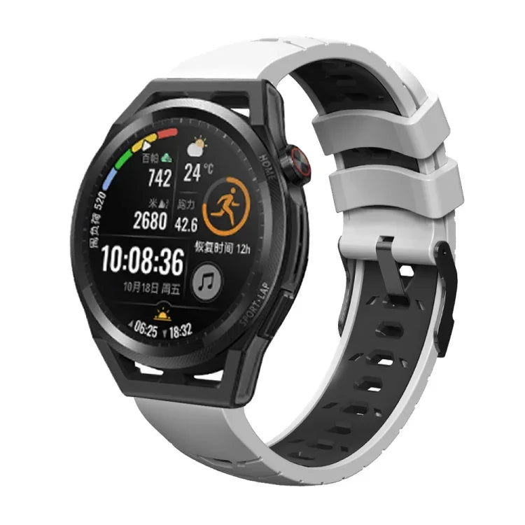 Trapezförmiges Silikon-Uhrenarmband mit dreireihiger Lochung, für Samsung Galaxy Watch 4 / Watch4 Classic, Samsung Galaxy Watch 42 mm, Samsung Galaxy Watch 46 mm, Samsung Galaxy Watch Active