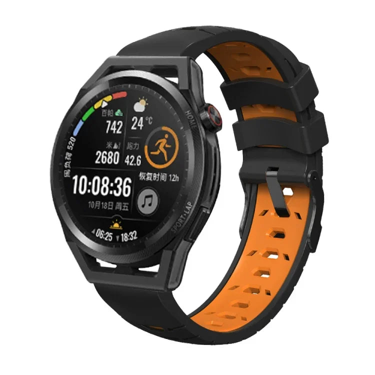 Trapezförmiges Silikon-Uhrenarmband mit dreireihiger Lochung, für Samsung Galaxy Watch 4 / Watch4 Classic, Samsung Galaxy Watch 42 mm, Samsung Galaxy Watch 46 mm, Samsung Galaxy Watch Active