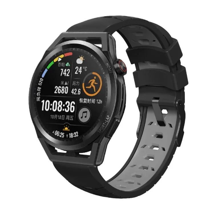 Trapezförmiges Silikon-Uhrenarmband mit dreireihiger Lochung, für Samsung Galaxy Watch 4 / Watch4 Classic, Samsung Galaxy Watch 42 mm, Samsung Galaxy Watch 46 mm, Samsung Galaxy Watch Active