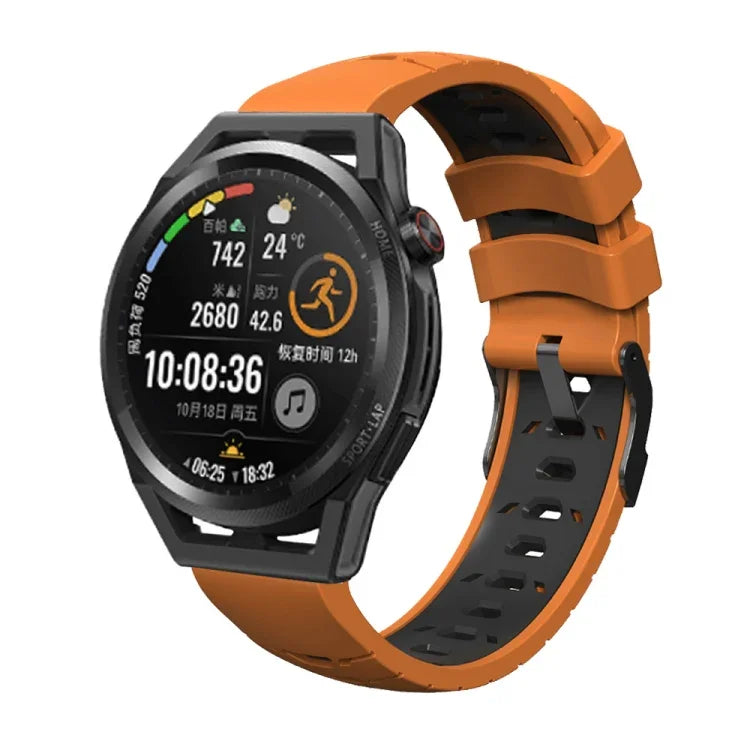 Trapezförmiges Silikon-Uhrenarmband mit dreireihiger Lochung, für Samsung Galaxy Watch 4 / Watch4 Classic, Samsung Galaxy Watch 42 mm, Samsung Galaxy Watch 46 mm, Samsung Galaxy Watch Active