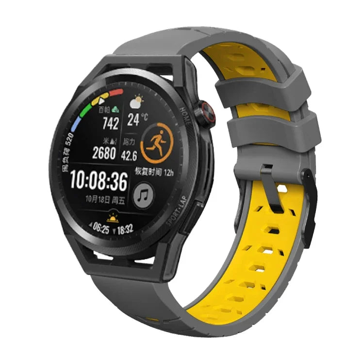 Trapezförmiges Silikon-Uhrenarmband mit dreireihiger Lochung, für Samsung Galaxy Watch 4 / Watch4 Classic, Samsung Galaxy Watch 42 mm, Samsung Galaxy Watch 46 mm, Samsung Galaxy Watch Active