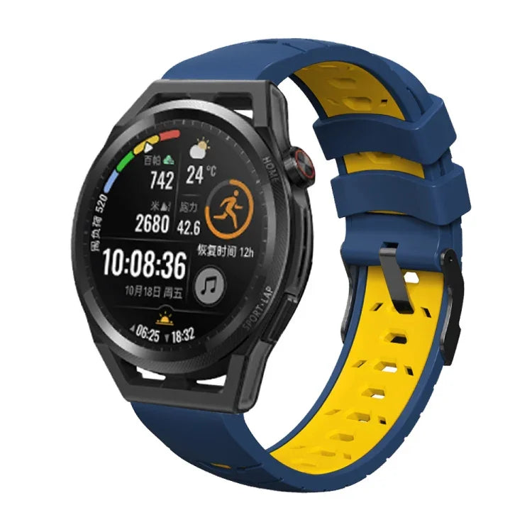 Trapezförmiges Silikon-Uhrenarmband mit dreireihiger Lochung, für Samsung Galaxy Watch 4 / Watch4 Classic, Samsung Galaxy Watch 42 mm, Samsung Galaxy Watch 46 mm, Samsung Galaxy Watch Active