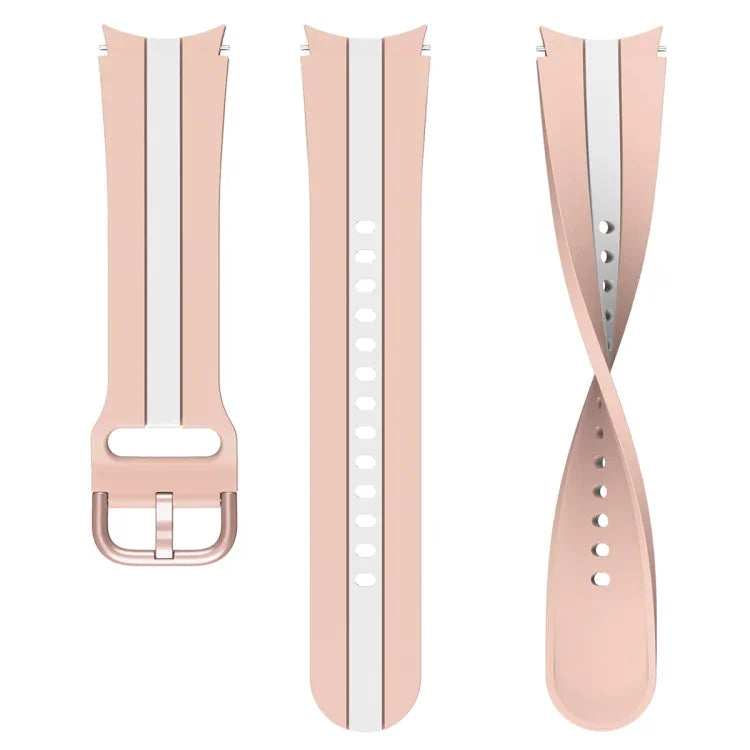 For Samsung Galaxy Watch4 40/44mm / Watch4 Classic 42/46mm Three Vertical Stripes Two-color Silicone Watch Band