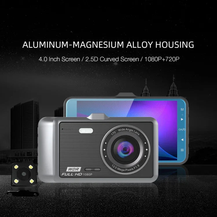 Anytek A60 Auto 4 Zoll IPS Bildschirm HD 1080P 170 Grad Weitwinkel Dual Kamera ADAS Fahrtenschreiber, A60