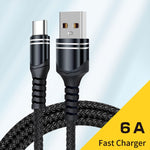 6A Geflochtenes USB Ladekabel, Kabellänge: 1m, USB-C / Type-C, Micro USB, 8 Pin