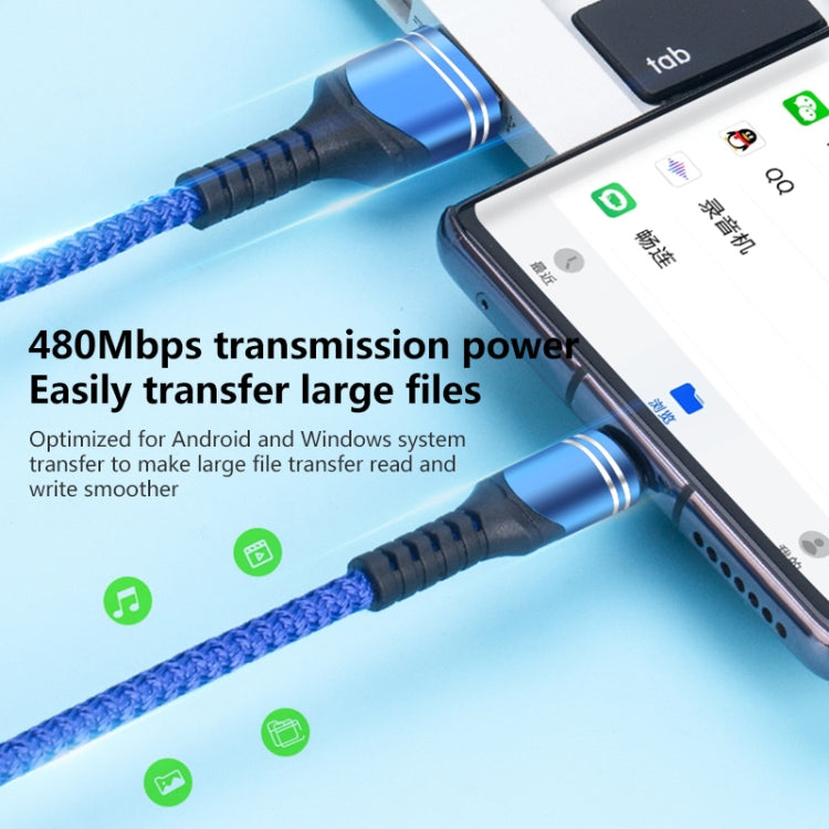 6A Geflochtenes USB Ladekabel, Kabellänge: 1m, USB-C / Type-C, Micro USB, 8 Pin
