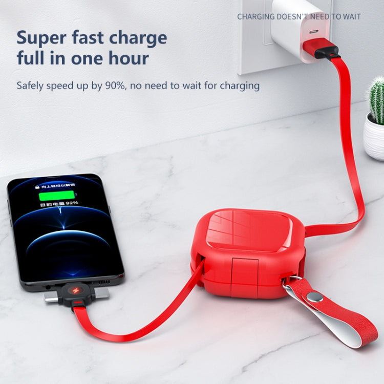 3 in 1 USB zu 8Pin + Micro USB + USB-C / Type-C Teleskop-Ladekabel mit Handyhalter