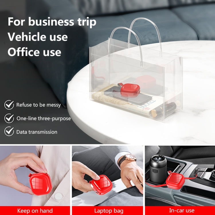 3 in 1 USB zu 8Pin + Micro USB + USB-C / Type-C Teleskop-Ladekabel mit Handyhalter