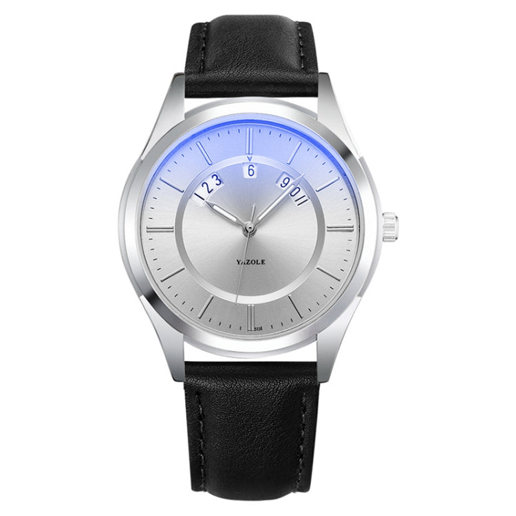 YAZOLE 513 Lederarmband Kalender Wasserdichte Quarzuhr