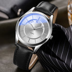 YAZOLE 513 Lederarmband Kalender Wasserdichte Quarzuhr