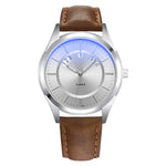 YAZOLE 513 Lederarmband Kalender Wasserdichte Quarzuhr