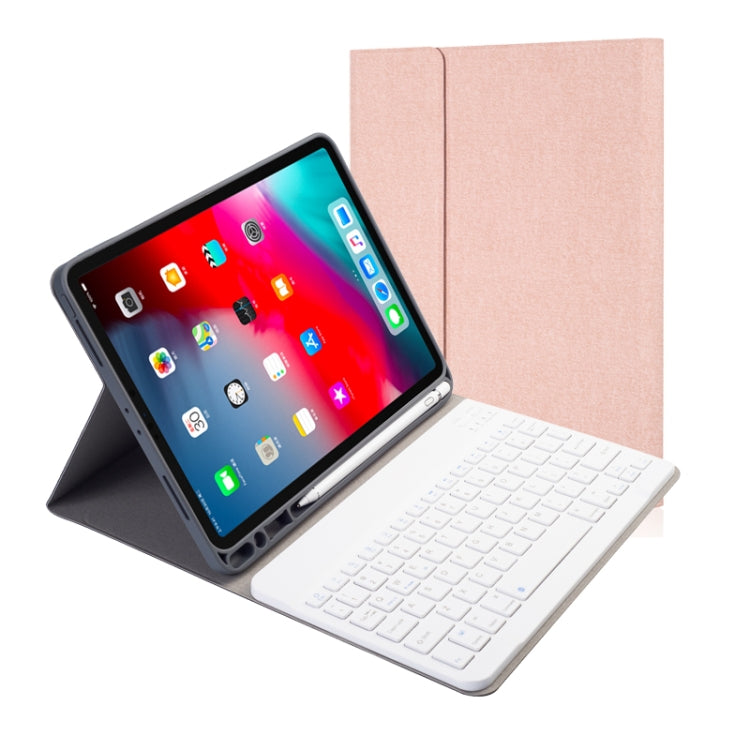 Stoffstruktur Abnehmbare magnetische Bluetooth-Tastatur Horizontale Klapp-Lederhülle für iPad Pro 11 2020 / 2018 mit Halter & Stifthalter, RK11, RK11D Hintergrundbeleuchtung