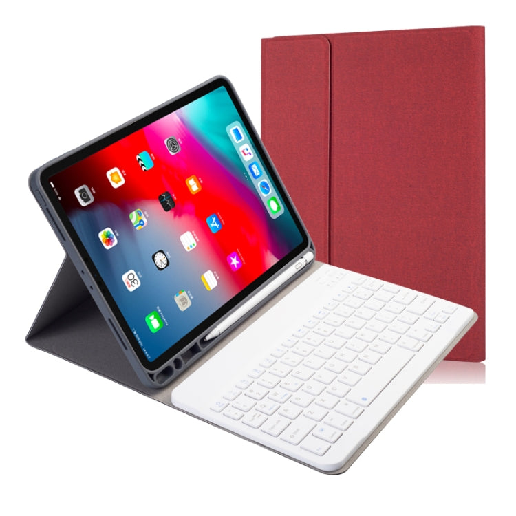Stoffstruktur Abnehmbare magnetische Bluetooth-Tastatur Horizontale Klapp-Lederhülle für iPad Pro 11 2020 / 2018 mit Halter & Stifthalter, RK11, RK11D Hintergrundbeleuchtung