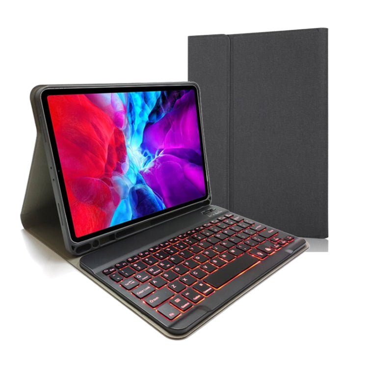 Stoffstruktur Abnehmbare magnetische Bluetooth-Tastatur Horizontale Klapp-Lederhülle für iPad Pro 11 2020 / 2018 mit Halter & Stifthalter, RK11, RK11D Hintergrundbeleuchtung