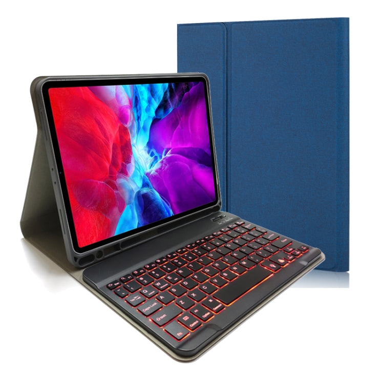 Stoffstruktur Abnehmbare magnetische Bluetooth-Tastatur Horizontale Klapp-Lederhülle für iPad Pro 11 2020 / 2018 mit Halter & Stifthalter, RK11, RK11D Hintergrundbeleuchtung