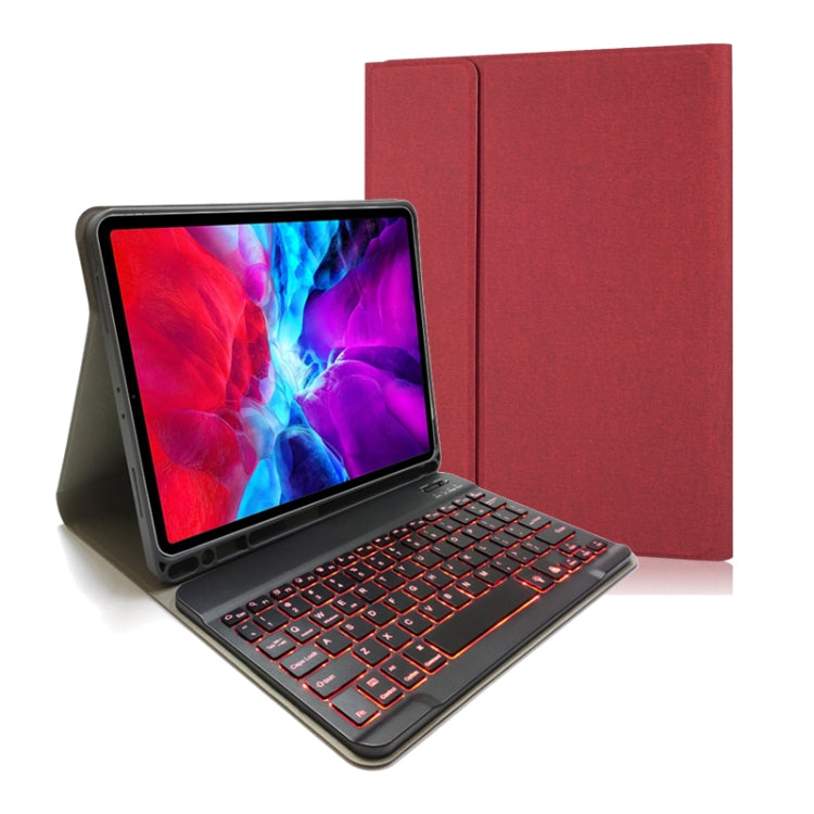 Stoffstruktur Abnehmbare magnetische Bluetooth-Tastatur Horizontale Klapp-Lederhülle für iPad Pro 11 2020 / 2018 mit Halter & Stifthalter, RK11, RK11D Hintergrundbeleuchtung