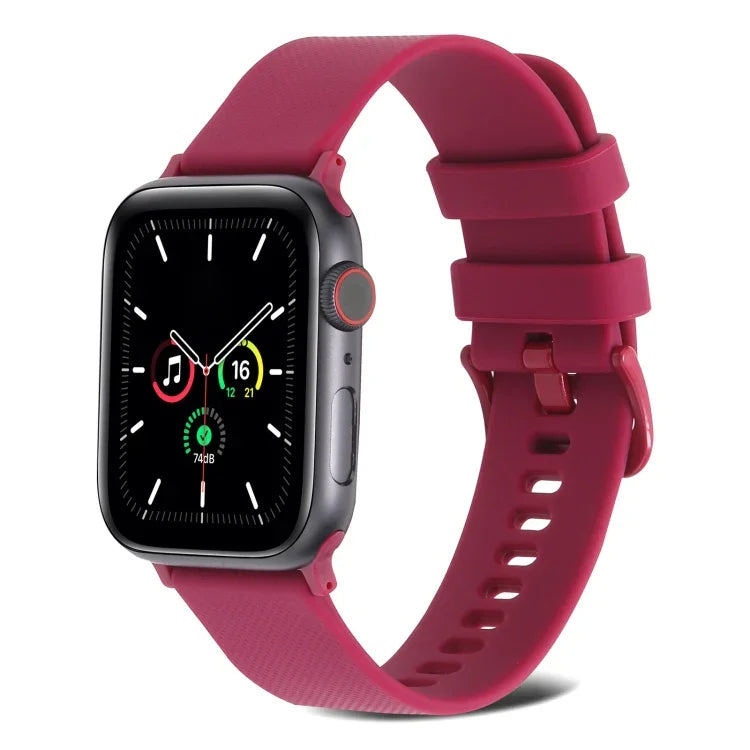 Glatt gewebtes Silikonarmband für Apple Watch Series 7 (41 mm), 6, SE, 5 und 4 (40 mm), 3, 2 und 1 (38 mm), 7 (45 mm), 6, SE, 5 und 4 (44 mm) sowie 3, 2 und 1 (42 mm)