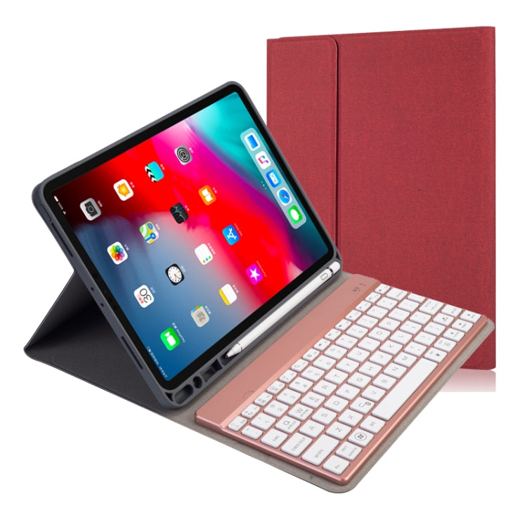 RK11A Hintergrundbeleuchtung TPU Mehrfarbiges Licht Bluetooth-Tastatur Horizontale Klapp-Lederhülle für iPad Pro 11 2020 / 2018 mit Halter & Stifthalter