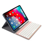 RK11A Hintergrundbeleuchtung TPU Mehrfarbiges Licht Bluetooth-Tastatur Horizontale Klapp-Lederhülle für iPad Pro 11 2020 / 2018 mit Halter & Stifthalter