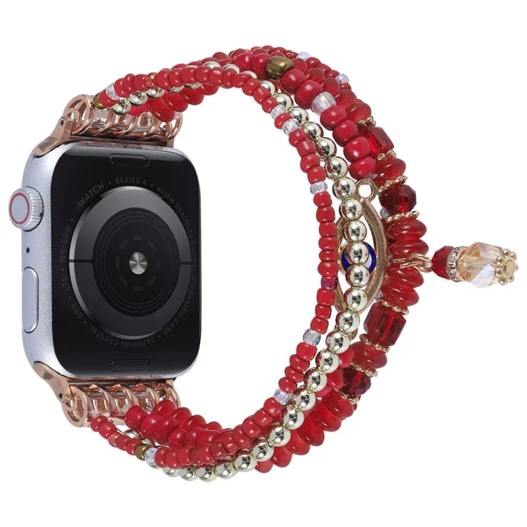 Armband mit Ösenkette für Apple Watch Series 7 (41 mm), 6, SE, 5, 4 (40 mm), 3, 2, 1 (38 mm) und 7 (45 mm), 6, SE, 5, 4 (44 mm) sowie 3, 2, 1 (42 mm)
