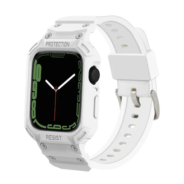 Integriertes TPU-Armband für Apple Watch Series 7 (41 mm), 6, SE, 5 und 4 (40 mm), 3, 2 und 1 (38 mm) und 7 (45 mm), 6, SE, 5 und 4 (44 mm) sowie 3, 2 und 1 (42 mm).