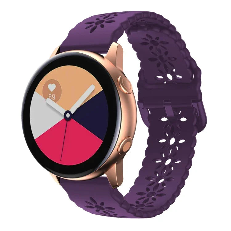 Plum Blossom Hollowed Silicone Watch Band, For Samsung Galaxy Watch4 20mm, For Huawei Watch GT 3 Pro 22mm