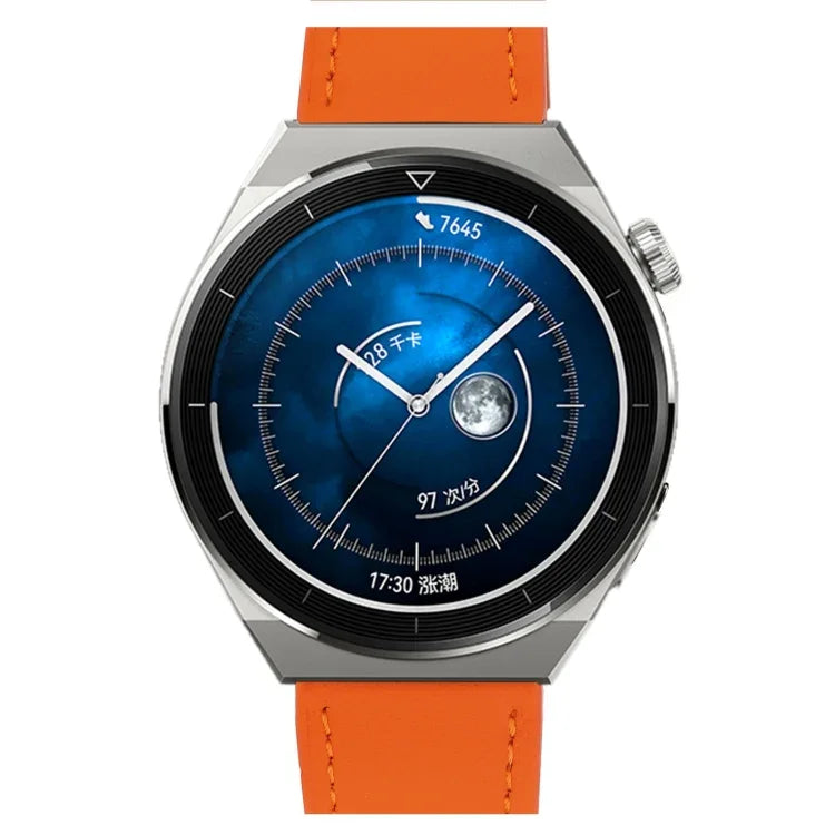 Glatt gewebtes Echtleder-Uhrenarmband, für Samsung Galaxy Watch4 20 mm, für Huawei Watch GT 3 Pro 22 mm