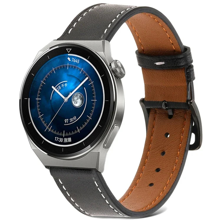 Glatt gewebtes Echtleder-Uhrenarmband, für Samsung Galaxy Watch4 20 mm, für Huawei Watch GT 3 Pro 22 mm