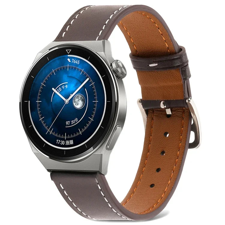 Glatt gewebtes Echtleder-Uhrenarmband, für Samsung Galaxy Watch4 20 mm, für Huawei Watch GT 3 Pro 22 mm