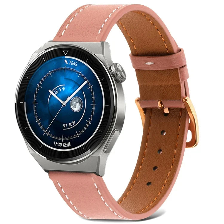 Glatt gewebtes Echtleder-Uhrenarmband, für Samsung Galaxy Watch4 20 mm, für Huawei Watch GT 3 Pro 22 mm
