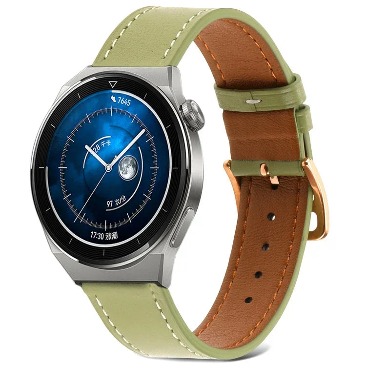 Glatt gewebtes Echtleder-Uhrenarmband, für Samsung Galaxy Watch4 20 mm, für Huawei Watch GT 3 Pro 22 mm