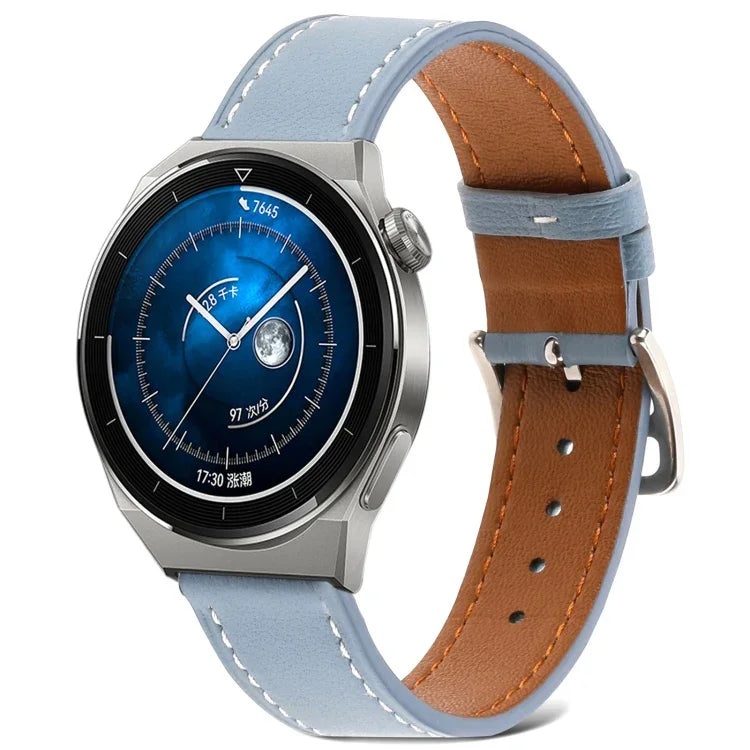 Glatt gewebtes Echtleder-Uhrenarmband, für Samsung Galaxy Watch4 20 mm, für Huawei Watch GT 3 Pro 22 mm