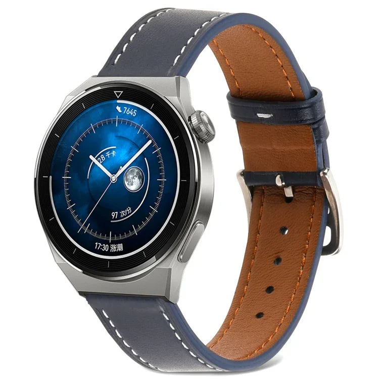 Glatt gewebtes Echtleder-Uhrenarmband, für Samsung Galaxy Watch4 20 mm, für Huawei Watch GT 3 Pro 22 mm