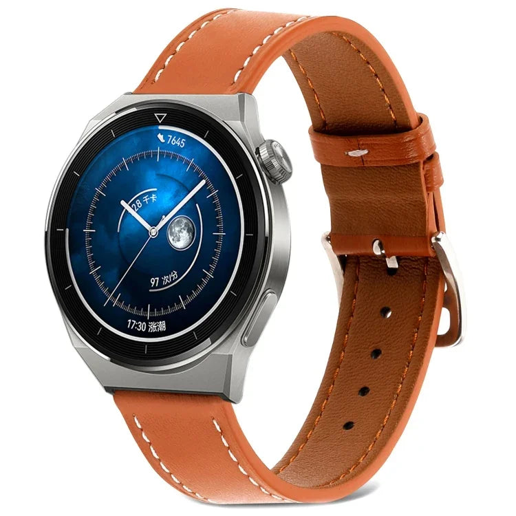 Glatt gewebtes Echtleder-Uhrenarmband, für Samsung Galaxy Watch4 20 mm, für Huawei Watch GT 3 Pro 22 mm