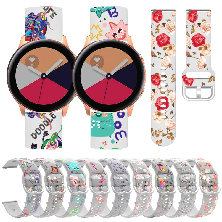 Transparentes, bedrucktes TPU-Silikon-Uhrenarmband, für Samsung Galaxy Watch4 (20 mm) und Huawei Watch GT 3 Pro (22 mm)