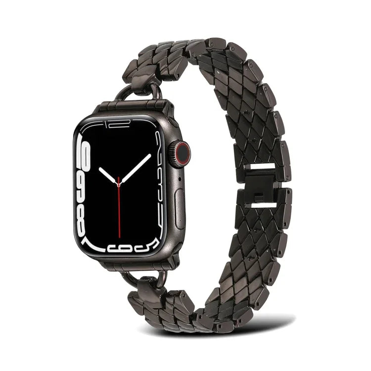 D-shaped Rhombus Metal Watch Band For Apple Watch Series, 7 45mm / 6&SE&5&4 44mm / 3&2&1 42mm, 7 41mm / 6&SE&5&4 40mm / 3&2&1 38mm
