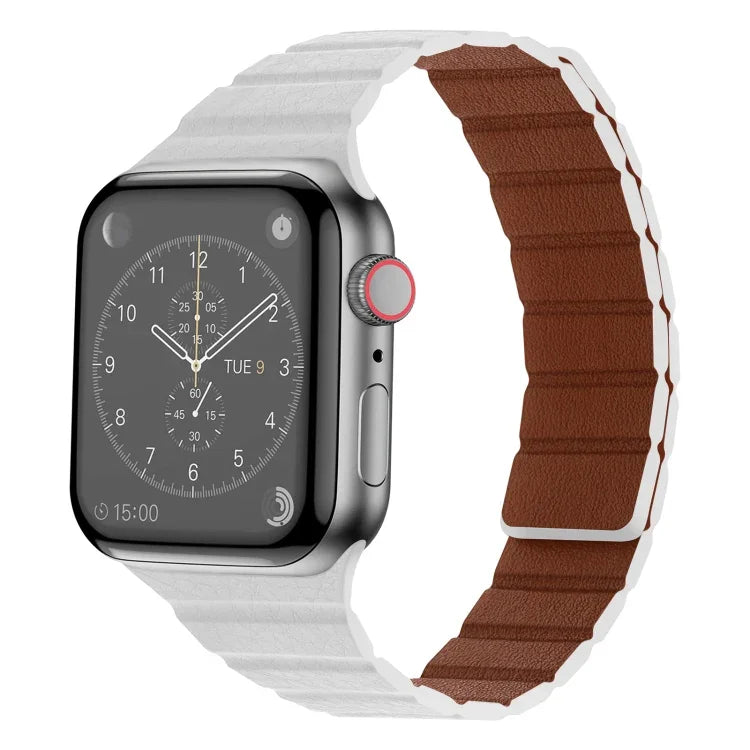 Starkes magnetisches Lederarmband für Apple Watch Series 7 (41 mm), 6, SE, 5 und 4 (40 mm), 3, 2 und 1 (38 mm) und 7 (45 mm), 6, SE, 5 und 4 (44 mm) sowie 3, 2 und 1 (42 mm).