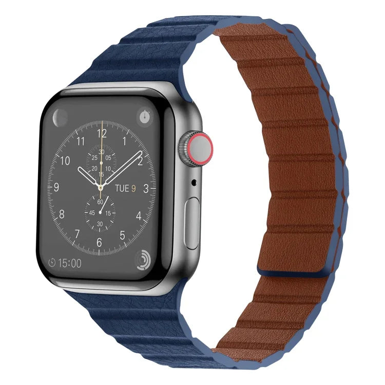 Starkes magnetisches Lederarmband für Apple Watch Series 7 (41 mm), 6, SE, 5 und 4 (40 mm), 3, 2 und 1 (38 mm) und 7 (45 mm), 6, SE, 5 und 4 (44 mm) sowie 3, 2 und 1 (42 mm).