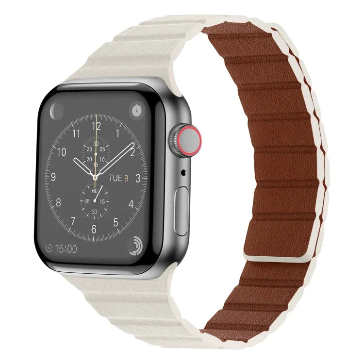 Starkes magnetisches Lederarmband für Apple Watch Series 7 (41 mm), 6, SE, 5 und 4 (40 mm), 3, 2 und 1 (38 mm) und 7 (45 mm), 6, SE, 5 und 4 (44 mm) sowie 3, 2 und 1 (42 mm).