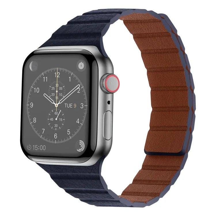 Starkes magnetisches Lederarmband für Apple Watch Series 7 (41 mm), 6, SE, 5 und 4 (40 mm), 3, 2 und 1 (38 mm) und 7 (45 mm), 6, SE, 5 und 4 (44 mm) sowie 3, 2 und 1 (42 mm).