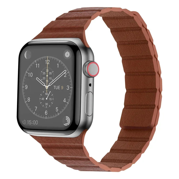 Starkes magnetisches Lederarmband für Apple Watch Series 7 (41 mm), 6, SE, 5 und 4 (40 mm), 3, 2 und 1 (38 mm) und 7 (45 mm), 6, SE, 5 und 4 (44 mm) sowie 3, 2 und 1 (42 mm).