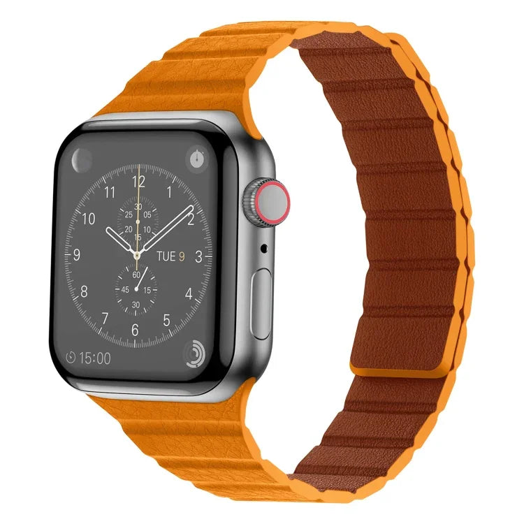 Starkes magnetisches Lederarmband für Apple Watch Series 7 (41 mm), 6, SE, 5 und 4 (40 mm), 3, 2 und 1 (38 mm) und 7 (45 mm), 6, SE, 5 und 4 (44 mm) sowie 3, 2 und 1 (42 mm).