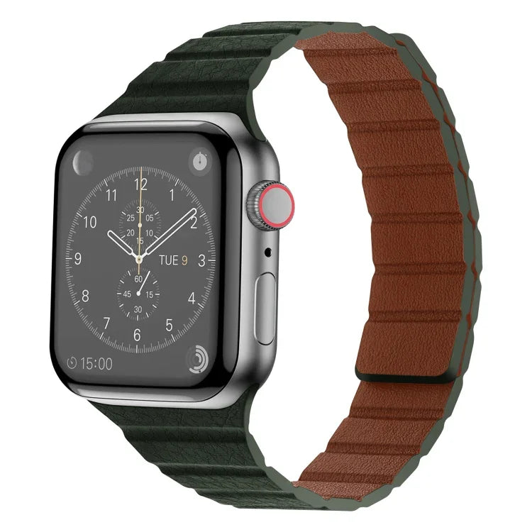 Starkes magnetisches Lederarmband für Apple Watch Series 7 (41 mm), 6, SE, 5 und 4 (40 mm), 3, 2 und 1 (38 mm) und 7 (45 mm), 6, SE, 5 und 4 (44 mm) sowie 3, 2 und 1 (42 mm).