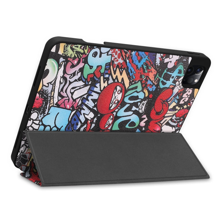 Painted TPU Smart Tablet Holster With Sleep Function & Tri-Fold Bracket & Pen Slot, For iPad Pro 11 inch 2020
