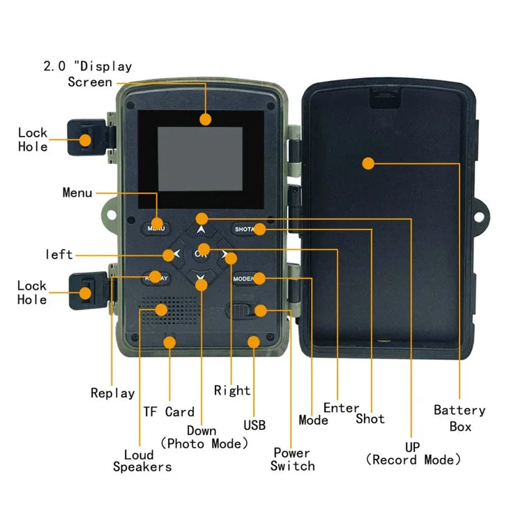 PR3000 Infrarot-Nachtsicht-Wildkamera mit 2-Zoll-LCD-Bildschirm, PR3000