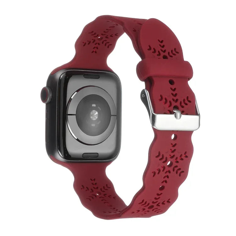 Snowflake Silicone Watch Band For Apple Watch Series, 7 41mm / 6&SE&5&4 40mm / 3&2&1 38mm, 7 45mm / 6&SE&5&4 44mm / 3&2&1 42mm