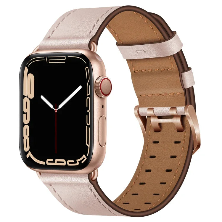 Doppelschließe Lederarmband für Apple Watch Series 7 (41 mm), 6, SE, 5 und 4 (40 mm), 3, 2 und 1 (38 mm), 7 (45 mm), 6, SE, 5 und 4 (44 mm) sowie 3, 2 und 1 (42 mm)