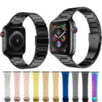 Schmale Edelstahl-Uhrenarmbänder für Apple Watch Series 7 (41 mm), 6, SE, 5, 4 (40 mm), 3, 2, 1 (38 mm) und 7 (45 mm), 6, SE, 5, 4 (44 mm) sowie 3, 2, 1 (42 mm).
