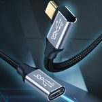 10Gbps USB-C / Type-C Buchse zu Stecker Winkel Ladungs- und Datenübertragungsverlängerungskabel, 25cm, 50cm, 1m