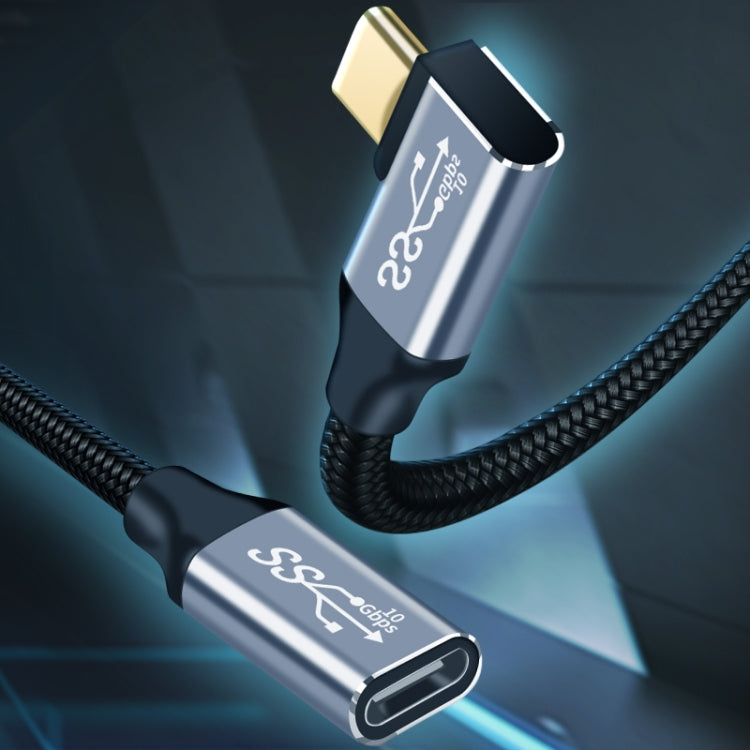 10Gbps USB-C / Type-C Buchse zu Stecker Winkel Ladungs- und Datenübertragungsverlängerungskabel, 1.5m, 2m, 3m